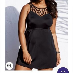 Lalagen beaded macrame black Swimdress‎ sz-20 black NWOT